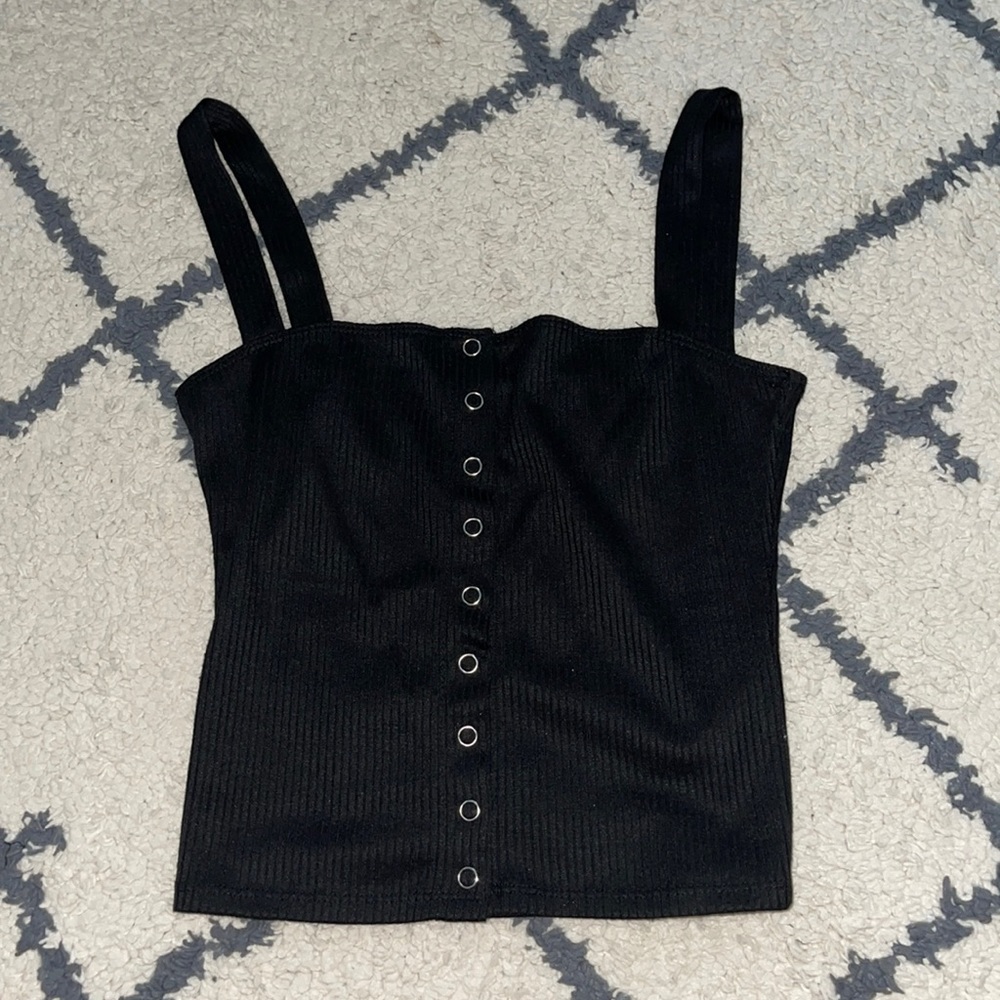 12th tribe Black button down tank top